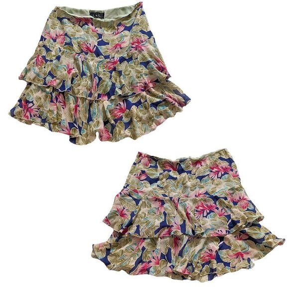 Vintage Y2K NICOLE MILLER Collection Low Rise Silk Ruffle Mini Skirt Size S - Picture 1 of 5